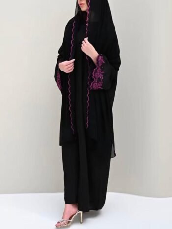 عباية ليزر تطريز بنفسجي + الشالة